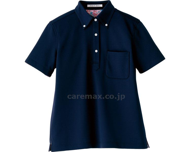 レディス吸水速乾ポロシャツ（花柄B） / FB4019L-8 LL ネイビー【販売単位:1】(cm-375326)(cm-375