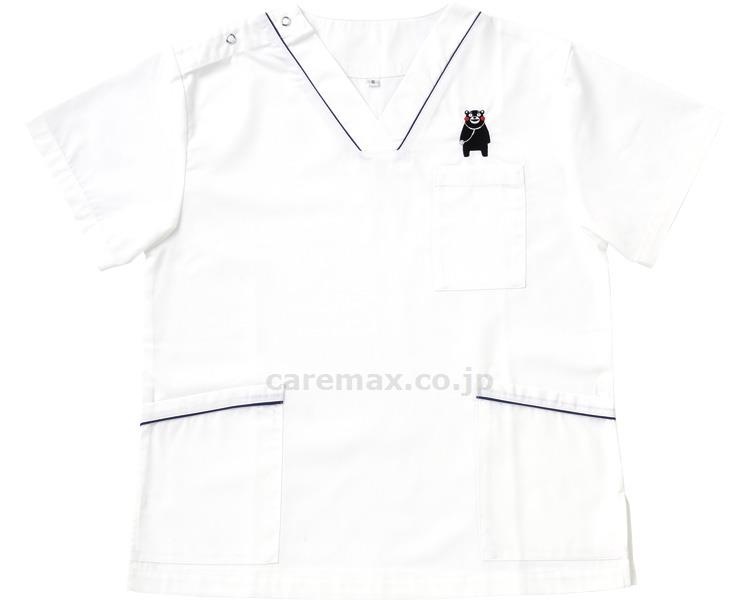 【※定価販売厳守・価格統制】男女兼用スクラブ（くまモン刺繍入り） / DS2001K LL マリンホワイト【販売単位:1】(cm
