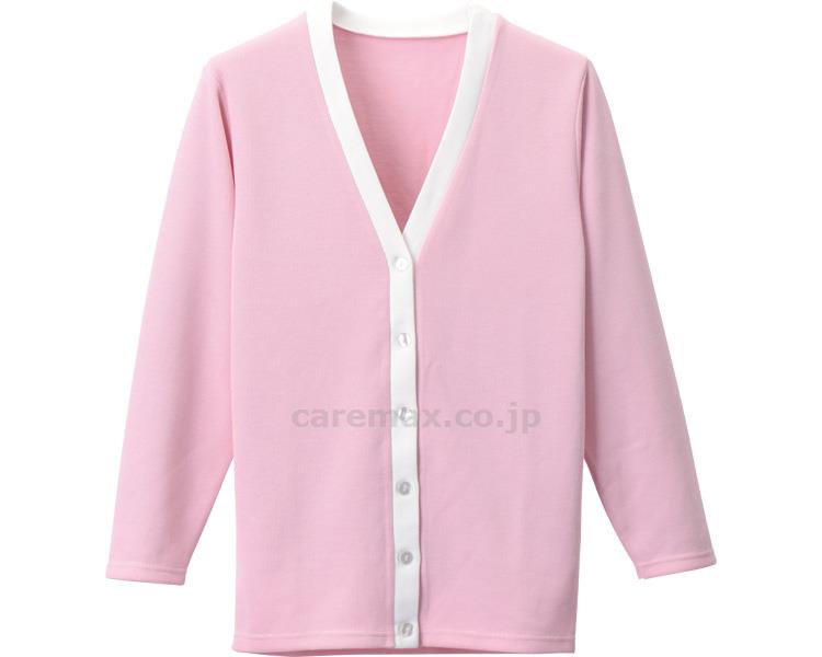 【※定価販売厳守・価格統制】Vネックロングカーディガン / C-10 S ピンク×ホワイト【販売単位:1】(cm-384848)