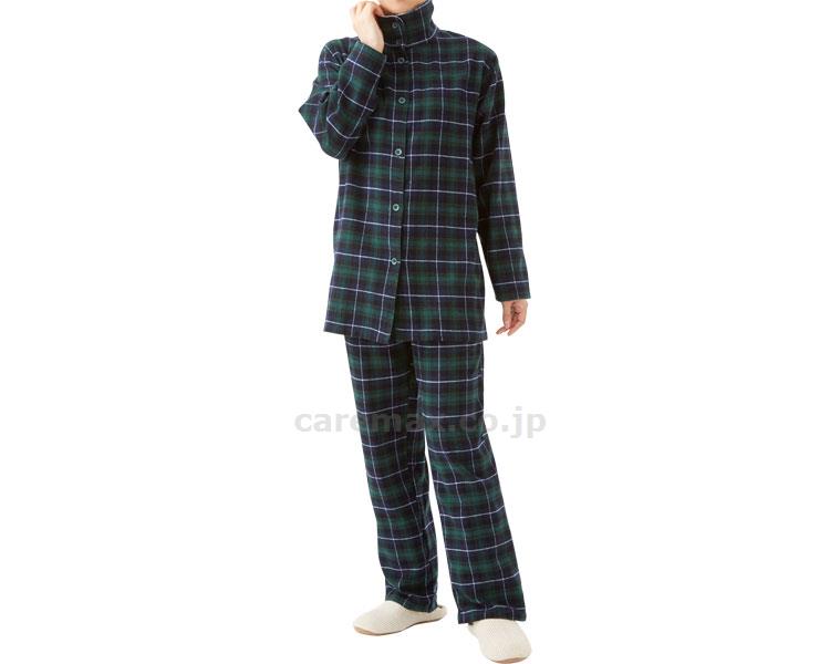 暖かボア付き綿100%パジャマ/36691102M～Lグリーン系(cm-385188)【販売単位:1】