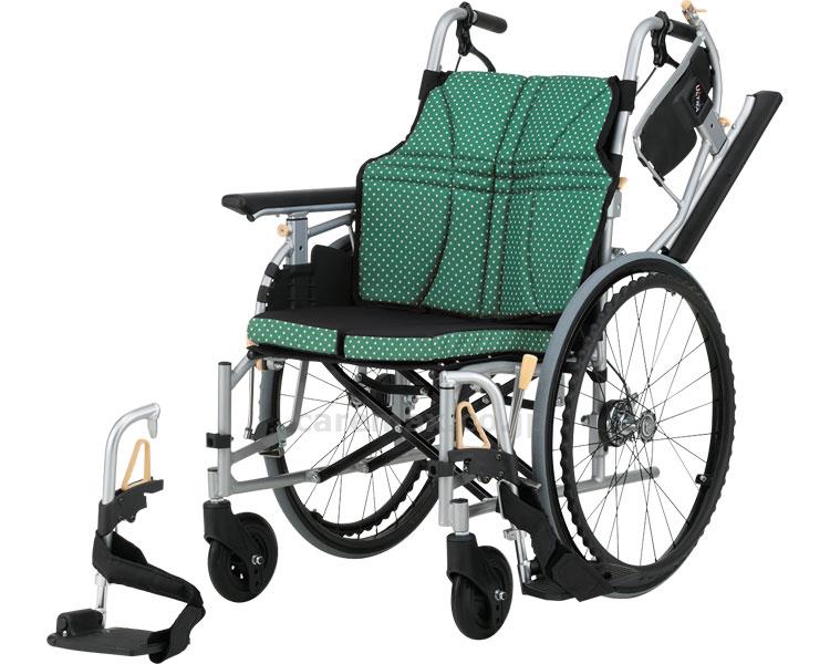 【※法人・施設限定・送料別途】アルミ自走車いす ウルトラ NA-U2W・BG / 座幅45cm グリーン(cm-403230)【