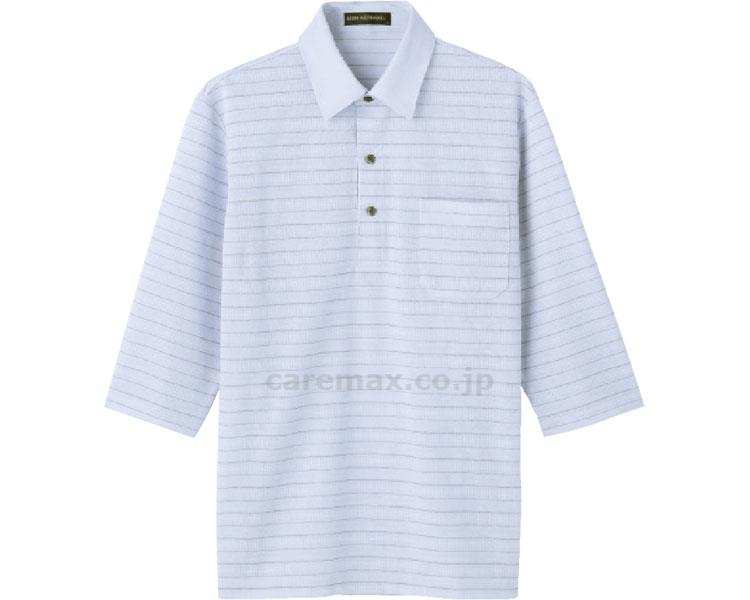 麻混7分袖ニットシャツ / 89759-12 L サックス(cm-406261)[枚]