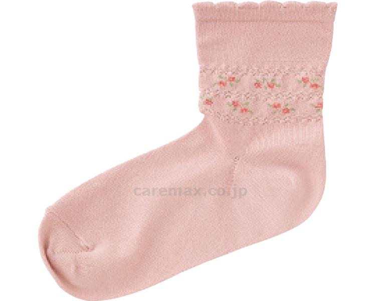 らくらくフィットクルーソックス（花柄） / 89611-01 ピンク【販売単位:1】(cm-406713)(cm-406713)