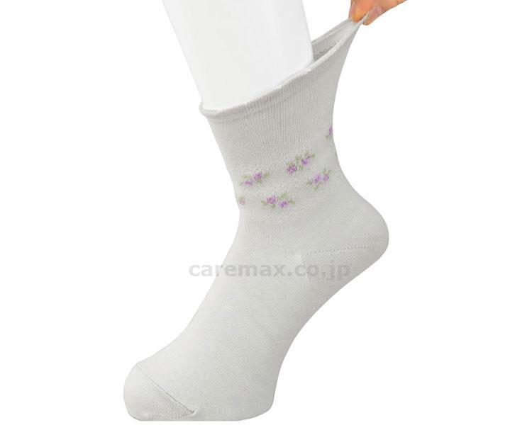 らくらくフィットクルーソックス（花柄） / 89611-21 グレー【販売単位:1】(cm-406715)(cm-406715)