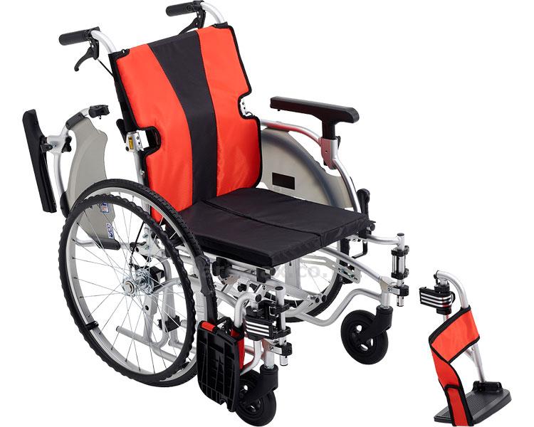 【※法人・施設限定・送料別途】アルミ自走車いす MYU5-22 / 座幅40cm レッド（A17A18）【販売単位:1】(cm-