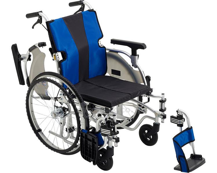 【※法人・施設限定・送料別途】アルミ自走車いす MYU5-22 / 座幅40cm ブルー（A17A19）【販売単位:1】(cm-