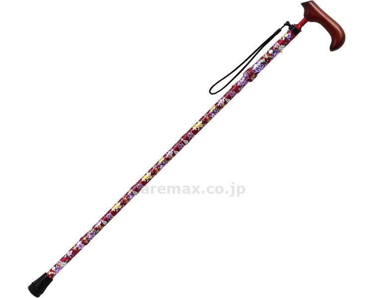 【※定価販売厳守・価格統制】(W2382)折りたたみステッキ「てのひら」 / AS-T16WE ワイン・花柄【販売単位:1】(c