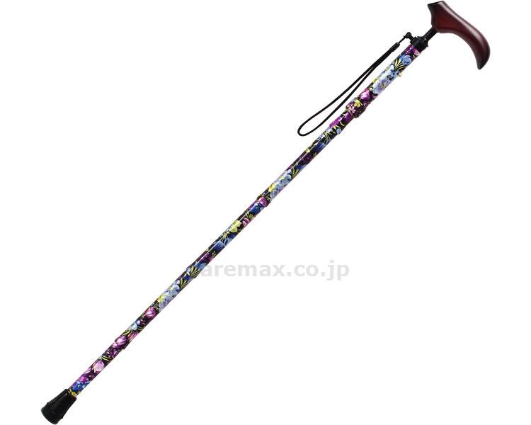 (W2382)折りたたみステッキ「てのひら」 / AS-T16BK ブラック・花柄【販売単位:1】(cm-411191)(cm-