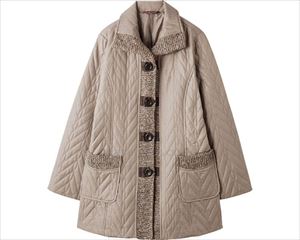 薄中綿ニット切替コート / 97196-02　L　ベージュ【販売単位:1】(cm-414076)(cm-414076)[1枚]