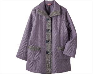 薄中綿ニット切替コート / 97196-21　M　パープル【販売単位:1】(cm-414079)(cm-414079)[1枚]