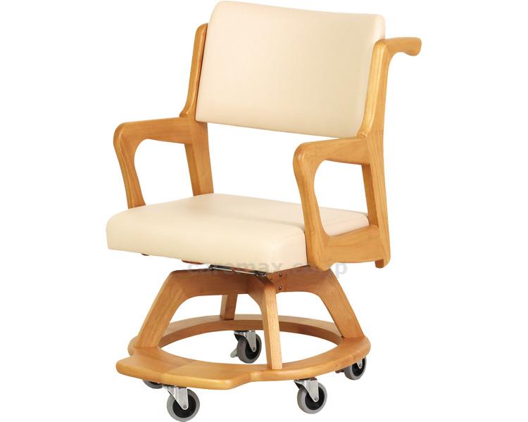 【※法人・施設限定・送料別途】室内用木製車イス こまわりくん / Care-311-WC-LB アイボリー(cm-441887)