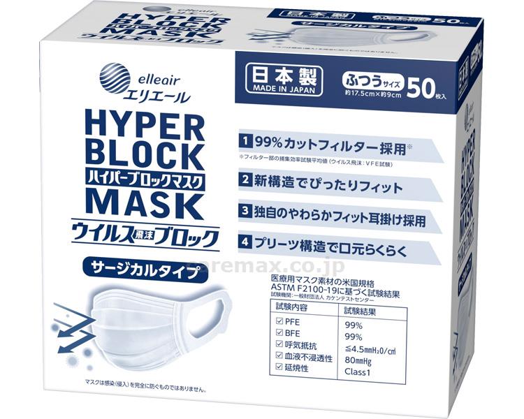 【※法人・施設限定・送料別途】ハイパーブロックマスクウイルス飛沫ブロック / 833068 ふつう 50枚(cm-446557)