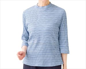 7分袖綿混ボーダーTシャツ / 98148-31 M ブルー(cm-453828)[枚]