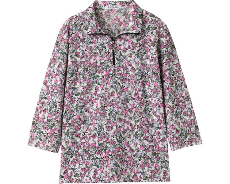 カット7分袖ジップTシャツ / 98187-01 M～L アイボリー【販売単位:1】(cm-454035)(cm-454035)