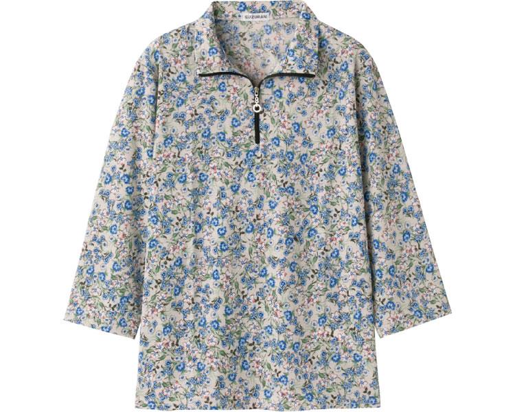カット7分袖ジップTシャツ / 98187-21 M～L サックス【販売単位:1】(cm-454037)(cm-454037)[