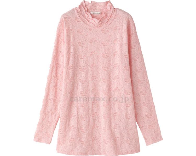 綿混レースジャカードTシャツ / 98190-21 M～L ピンク(cm-454071)[枚]