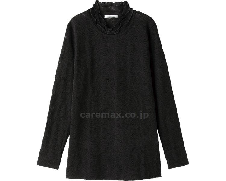 綿混レースジャカードTシャツ / 98190-51 M～L ブラック【販売単位:1】(cm-454074)(cm-454074)