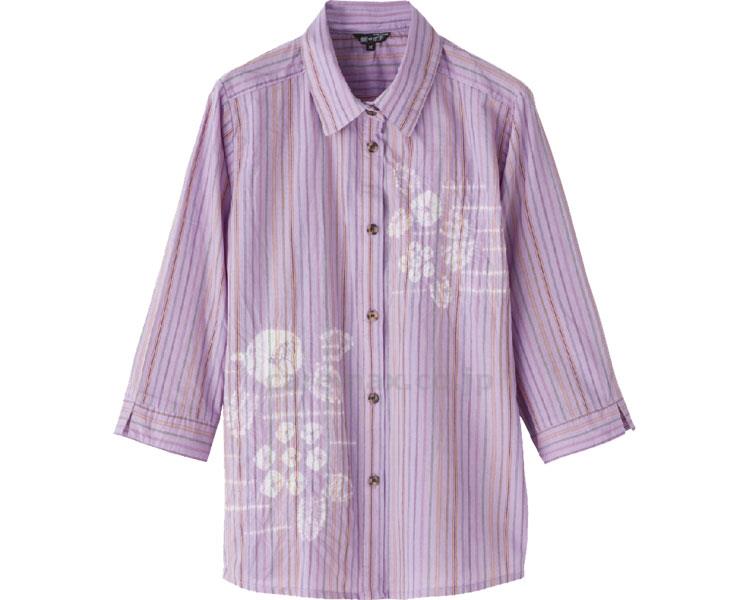7分袖絞り柄ブラウス / 98412-12 L パープル【販売単位:1】(cm-454318)(cm-454318)[1枚]