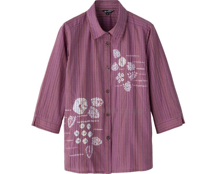 7分袖絞り柄ブラウス / 98412-22 L エンジ【販売単位:1】(cm-454320)(cm-454320)[1枚]