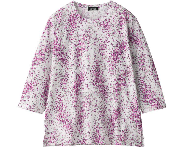 7分袖京染め花柄Tシャツ / 98413-01 M～L ピンク【販売単位:1】(cm-454324)(cm-454324)[1枚