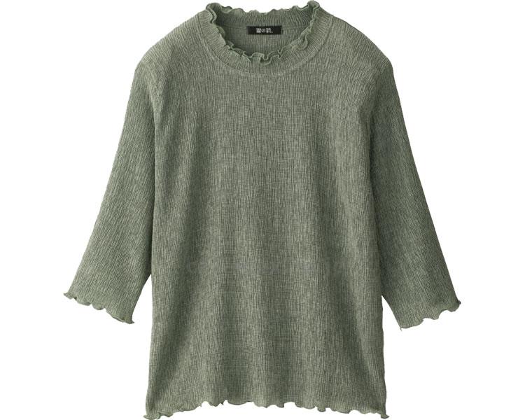 7分袖テンセル楊柳Tシャツ / 38689-81 M～L グリーン(cm-454346)[枚]