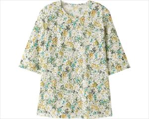 5分袖オパール花柄Tシャツ / 98418-12 L グリーン(cm-454358)[枚]