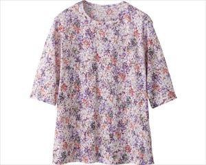 5分袖オパール花柄Tシャツ / 98418-22 L ワイン(cm-454361)[枚]