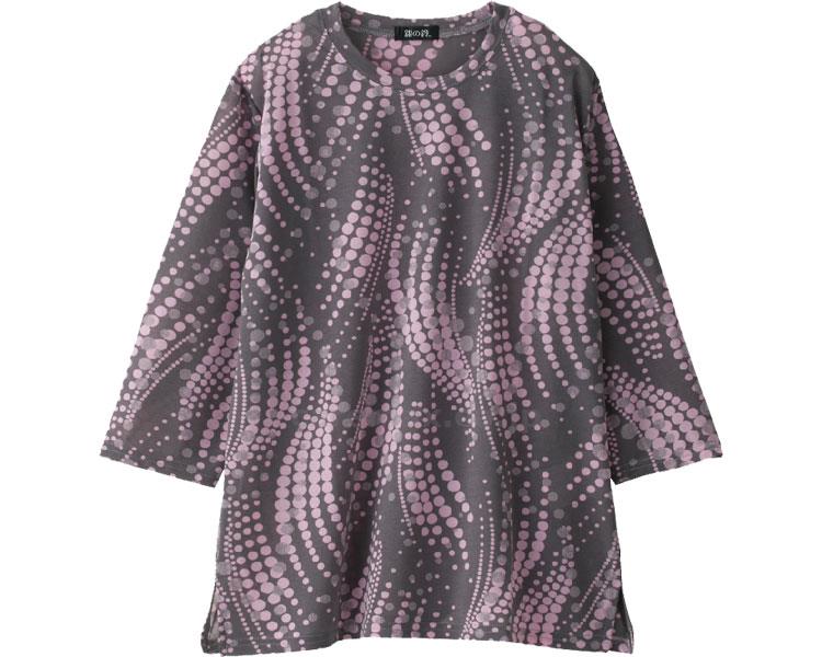 7分袖京染めエスパンディドット柄Tシャツ / 98429-01 M～L ピンク【販売単位:1】(cm-454392)(cm-45