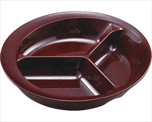 三ツ仕切皿 / UMS-200RANJ　小豆梨地【販売単位:1】(cm-459064)(cm-459064)[1枚]
