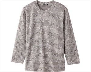 リヨセル混花柄ジャカードTシャツ / 98662-01 M～L ベージュ(cm-469810)[枚]