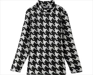裏起毛千鳥柄Tシャツ / 98742-21 M～L ブラック(cm-470122)[枚]