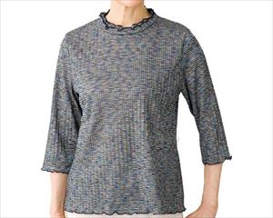 7分袖かすり染ストレッチTシャツ / 89644-33　LL　ネイビー(cm-480170)[枚]