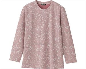 セルロース混花柄ジャカードTシャツ / 820015-11　M～L　ピンク(cm-480185)[枚]