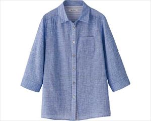 7分袖Wガーゼブラウス / 820024-41　M～L　ブルー(cm-480243)[枚]