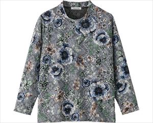 レース花柄プリントTシャツ / 820064-21　M～L　グレー(cm-480417)[枚]