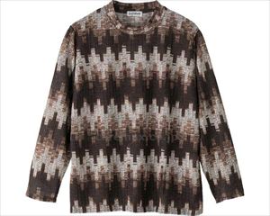 ジャカード波柄Tシャツ / 820065-01　M～L　モカ(cm-480418)[枚]