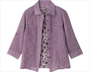 8分袖麻調合繊アンサンブル / 820075-02　L　ラベンダー(cm-480481)[枚]