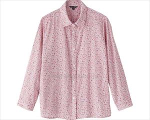 長袖小花柄シャツブラウス / 820101-02　L　ピンク(cm-480636)[枚]