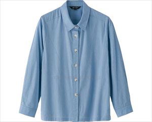 長袖シャツブラウス / 820102-01　M　サックス(cm-480646)[枚]