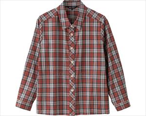 長袖格子柄シャツブラウス / 820103-32　L　オレンジ(cm-480661)[枚]
