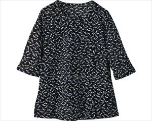 5分袖かもめ柄Tシャツ / 820117-23　LL　ブラック(cm-480710)[枚]