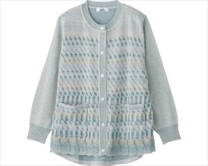 ニットワンタッチテープ丸首カーディ / 820189-13 LL グリーン(cm-481016)【販売単位:1】