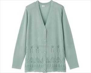 ニットワンタッチV首カーディ / 820144-31　M～L　グリーン(cm-481052)[枚]