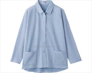 カット衿付マグネット釦カーディガン（指先ストレッチ） / 820289-21　M～L　ブルー(cm-481066)[枚]