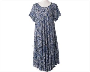 楊柳フレンチ袖ワンピース / 820168-03　LL　ブルー(cm-481219)[]