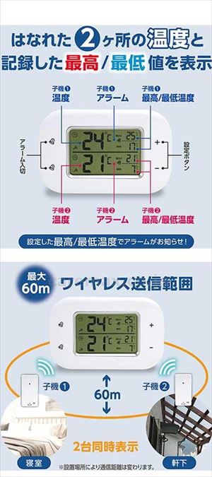 【※法人・施設限定・送料別途】ツインワイヤレス温度計 / TD-8401(cm-484574)[個]