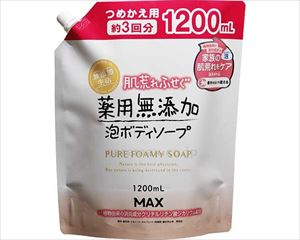 【※法人・施設限定・送料別途】肌荒れ防ぐ薬用無添加泡ボディソープ / 大容量詰替 1200mL(cm-484985)[ケース(6