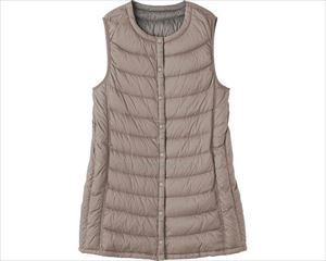 軽量ポケッタブルロングダウンベスト / 820345-01　M～L　ベージュ【販売単位:1】(cm-488956)(cm-488