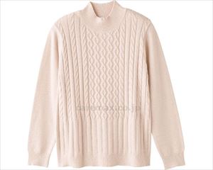 もちもち地柄丸洗いセーター / 820356-01　M～L　オフ【販売単位:1】(cm-489063)(cm-489063)[1