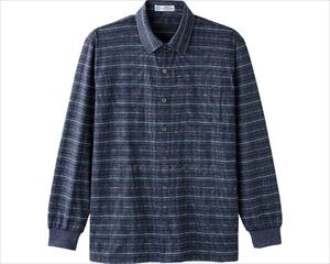 綿混斜め釦ホールニットシャツ / 820518-11　M　ネイビー【販売単位:1】(cm-489998)(cm-489998)[